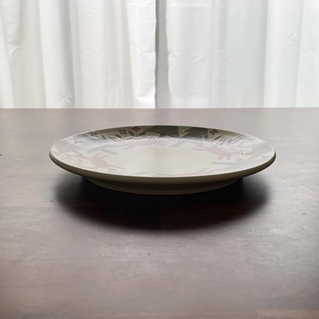 キツネと森の平皿　6寸/Fox and forest flat plate(s-size)