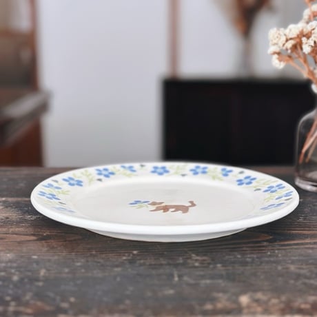 リムプレート“猫とネモフィラ”/Rim Plate "Cat and Nemophila"