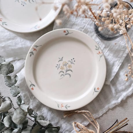 黄色いお花のリム皿　6寸/Yellow flower rim plate