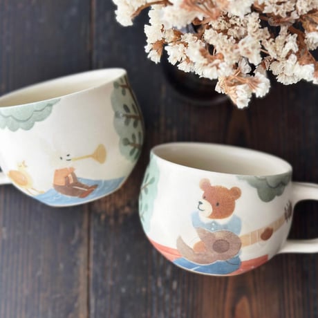 屋根の上の演奏会　丸マグカップ/Concert on the Roof Round Mug
