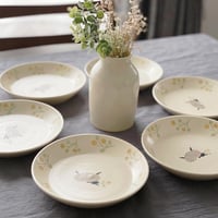 羊と黄色いお花の皿 6寸 / Sheep and yellow flower plate (s-size)