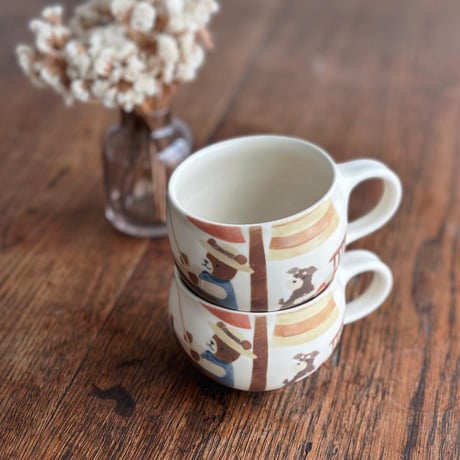 船乗りクマの丸マグカップ/sailor bear round mug