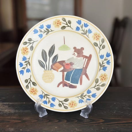 リムプレート“喫茶店のくまさん”/Rim plate "Teddy bear at the coffee shop"