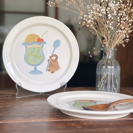 リム皿L”ペンギンとメロンクリームソーダ”/Large Rimmed Plate "Penguin and Melon Cream Soda"