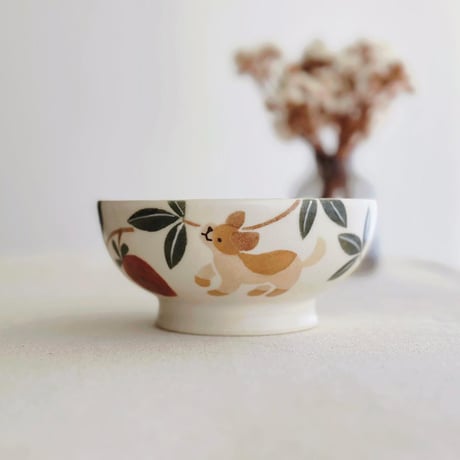 ボウル“ビーグルとイチゴ”/Bowl "Beagle and Strawberry"