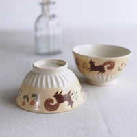 リスとチューリップのお茶碗/Squirrel and tulip bowl