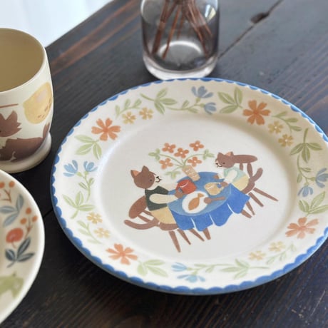 リムプレート”ねこ親子の食卓”/Rim Plate "Cat and Child Dining Table"