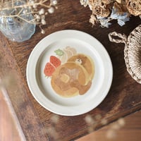 リム皿M”くまとパンケーキ”/Rimmed Plate M "Bear and Pancakes"