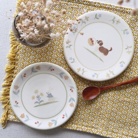 ウサギ・仔犬の小皿/Rabbit ・puppy small plate