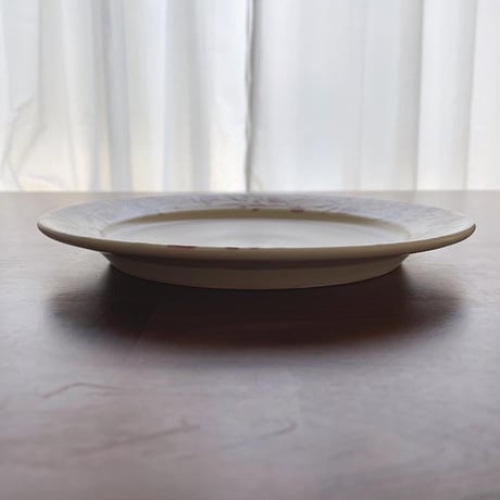 ピンクのお花のリム皿　7寸/Pink flower rim plate(m-size)