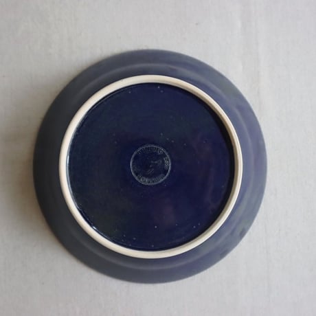 【オオルリ釉】月見草の深皿　6寸/deep plate of evening primrose (s-size)