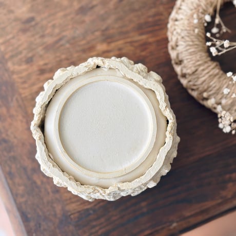 ニット陶器”蓋物”/Knitted pottery "lidded container"