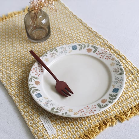 お花畑のリム皿　7寸/flower garden rim plate