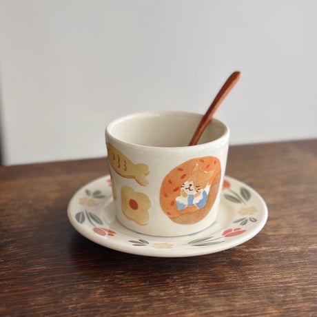 フリーカップ“ドーナツとねことクッキー”/Free cup "Donut, Cat and Cookie"