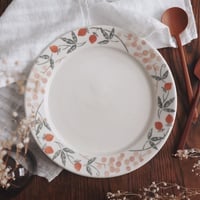 イチゴとブドウのリム皿　7寸/strawberry and grape rim dish
