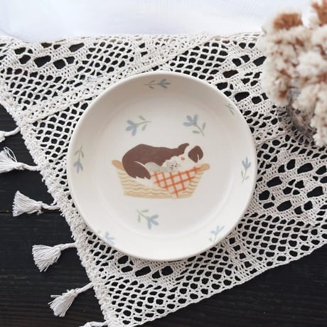 ボーダーコリーのプレート　5寸/border collie plate (s-size)