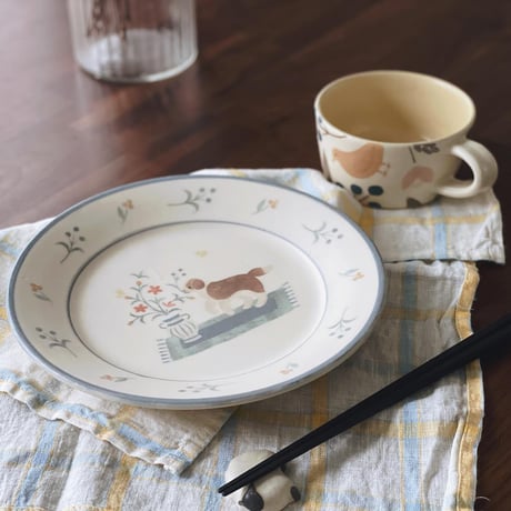 セントバーナードのリム皿　7寸/St. Bernard rim plate (m-size)