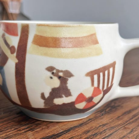 船乗りクマの丸マグカップ/sailor bear round mug