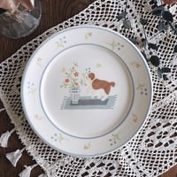 セントバーナードとお花のパスタ皿　7寸/St. Bernard and flower plate