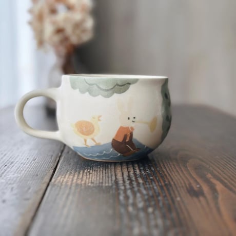 屋根の上の演奏会　丸マグカップ/Concert on the Roof Round Mug