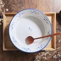 【シロムク釉】青いお花の深皿/Blue flower deep plate