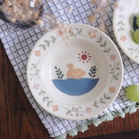 アヒルの水浴びリムボウル/duck bathing rim bowl