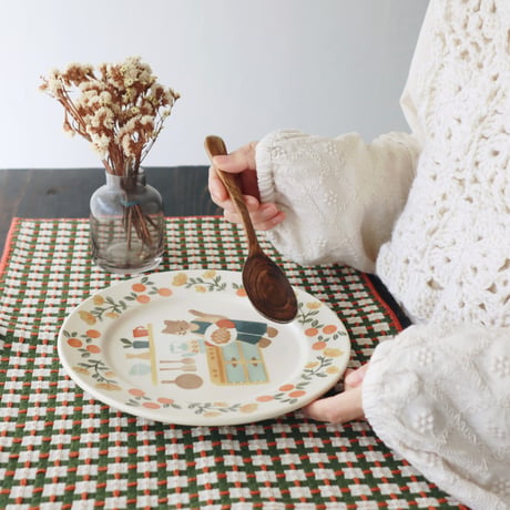 リムプレート”ねこと手作りパイ”/Rim Plate "Cat and Homemade Pie"