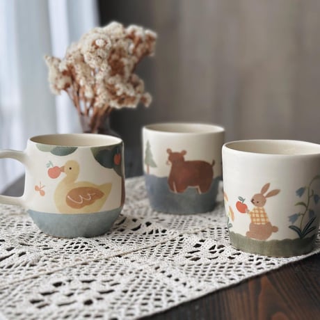 馬とうさぎのお散歩コップ/Horse and rabbit walking cup