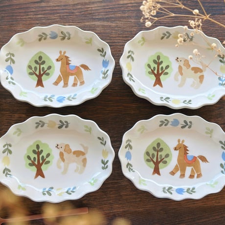 花楕円皿いろいろ/Flower oval plate