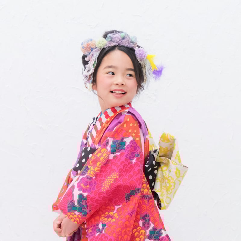 マーリンさま専用 七五三髪飾りセット ぼかしブルー×桜色 6-64 七五三 髪飾り 7歳 勝山かんざし ちんころ付き4点セット「ピンク