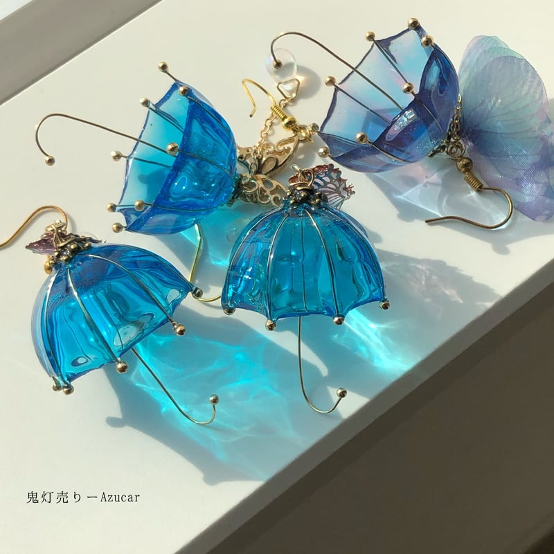 選べる空色傘と夜空傘の紫陽花ピアス イヤリング☆ | 鬼灯売りーAzucar
