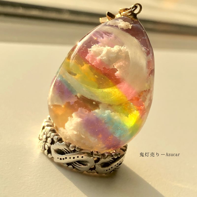 夕焼け空と三日月と彼岸花。 オルゴナイト 雲レジン ドロップ