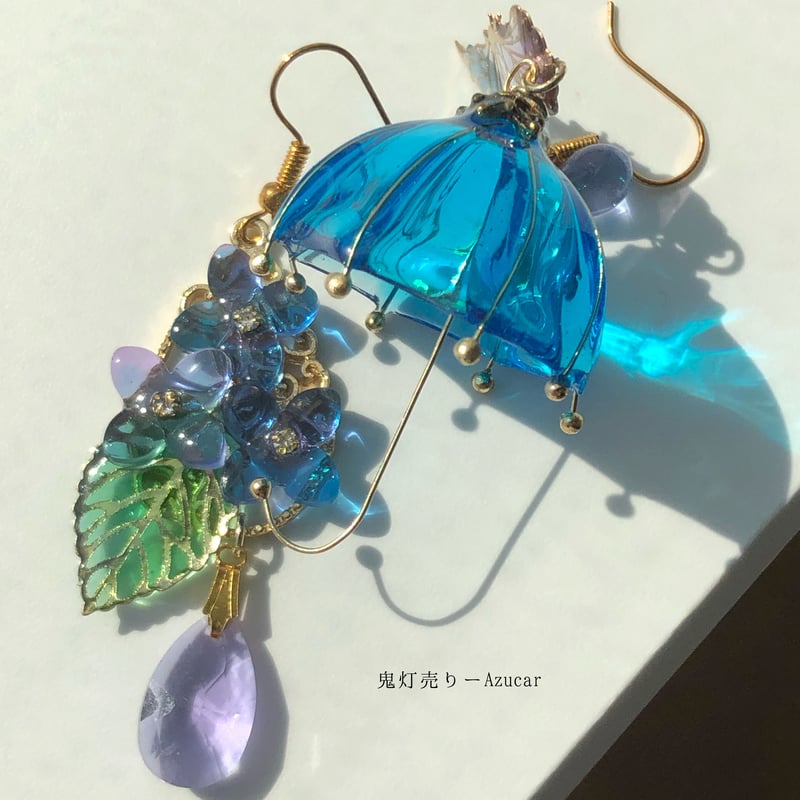 選べる空色傘と夜空傘の紫陽花ピアス イヤリング☆ | 鬼灯売りーAzucar