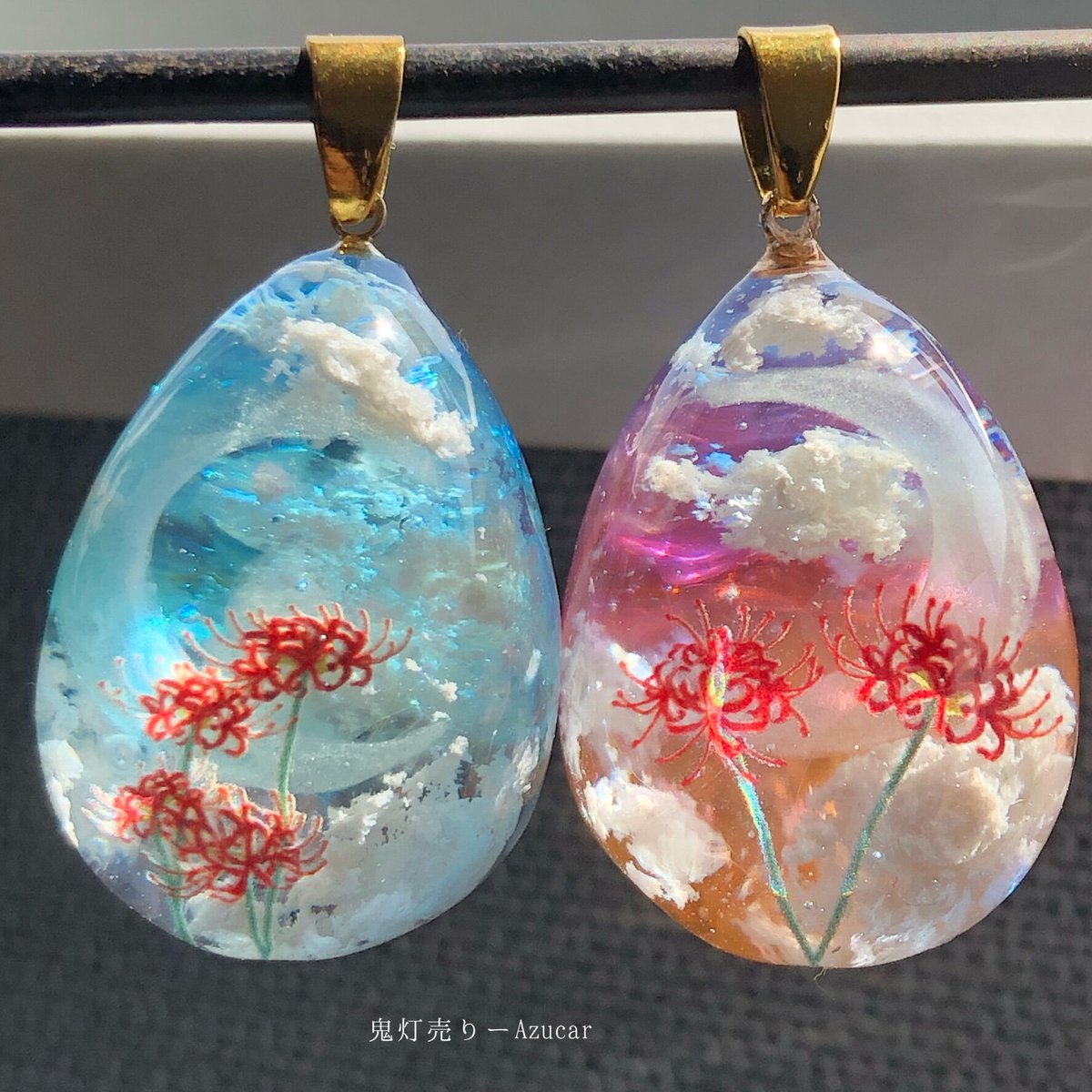 展示用/レジン/三日月と幻想の親子うさぎ シャボン玉 蓄光 