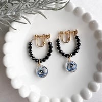 【受注生産】黒龍さんピアスorイヤリング♡ブラックスピネル♡小粒タイプ