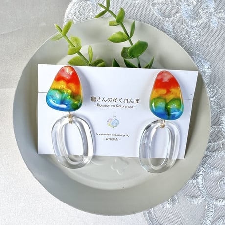 『レインボー龍さん♡鱗のかけら』*イヤリング⋆☆.*２way