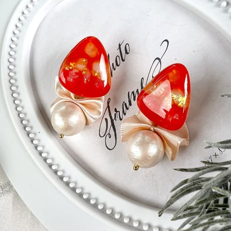 『朱龍さん♡鱗のかけら』*イヤリング⋆☆.*２way