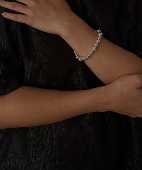 Asymmetrical Silver Pearl Bracelet