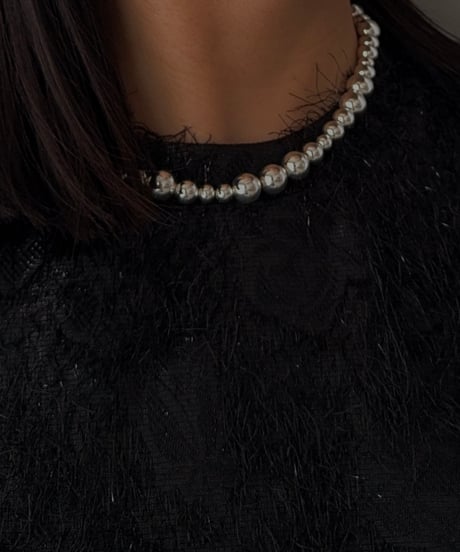 Asymmetrical Silver Pearl Necklace