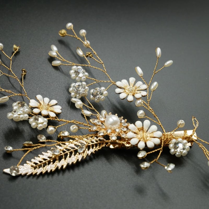 サイドクリップ、ピン型 花小枝アクセサリー | TOSSIO