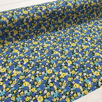 6173 POP 花柄 薄手 プリント 平織り 生地【1mあたり700円】ブルーイエロー