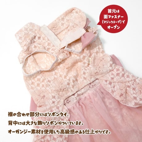 ウェディング風レースワンピ  8～10kg XL XXL【在庫限りで終売】