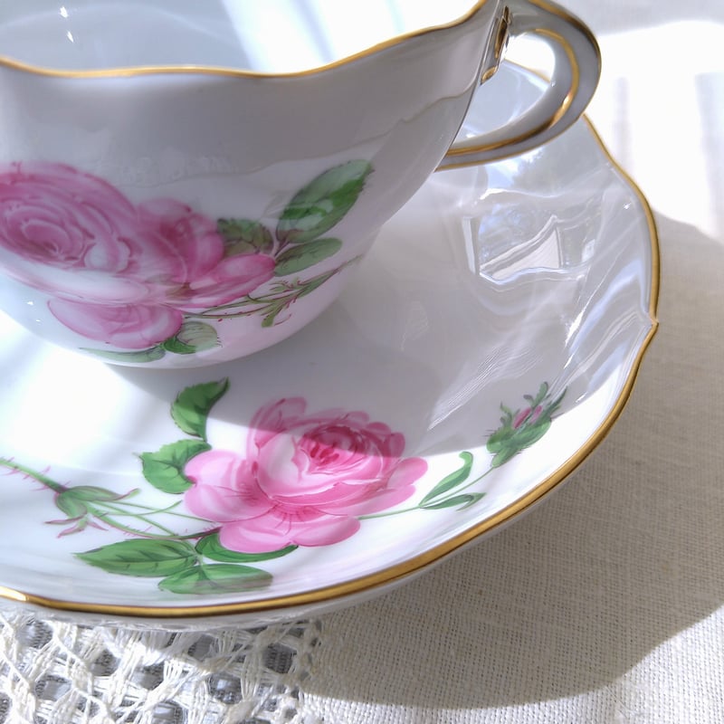 MeissenマイセンRoteRose🌹ピンクローズのコーヒーカップ