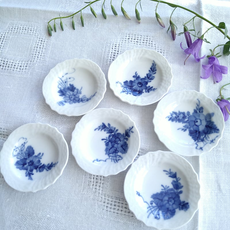 6枚セット1989～1974年RoyalCopenhagenブルーフラワーカーブのバター