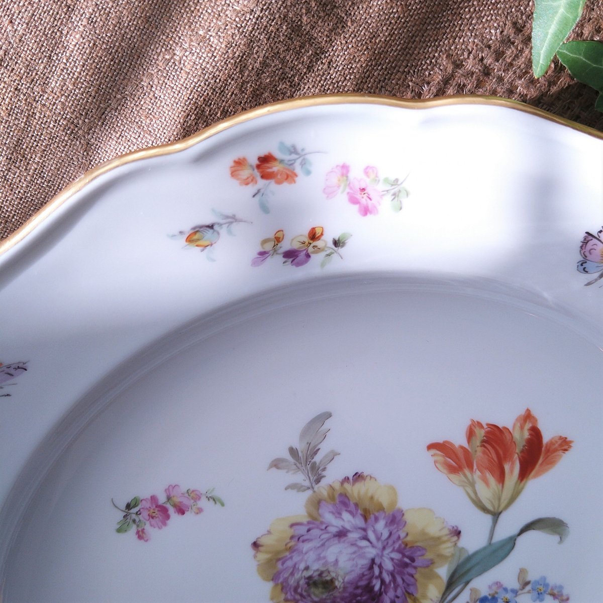マイセン Meissen 1780-90年頃 金彩花絵 ディナープレート