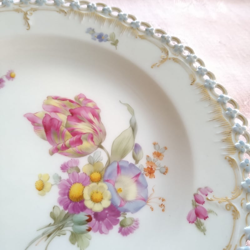 1915～1920年頃のKPMベルリン、忘れな草とレースの縁どり