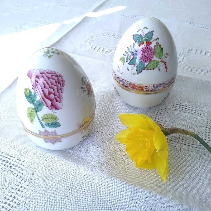 Herendヘレンドのコロンブスの卵のような小物入れは高さ約10㎝H口径約