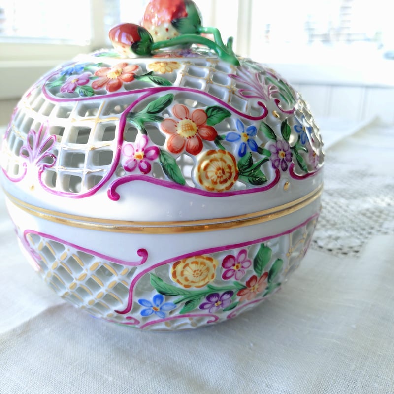 Herendヘレンド🦋🧙ファンタジー👑大きなボンボン入れ口径約15㎝D