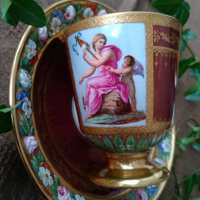 1830年頃 ウィーンの天使が守ってます💛天使ハンドルのカップソーサー