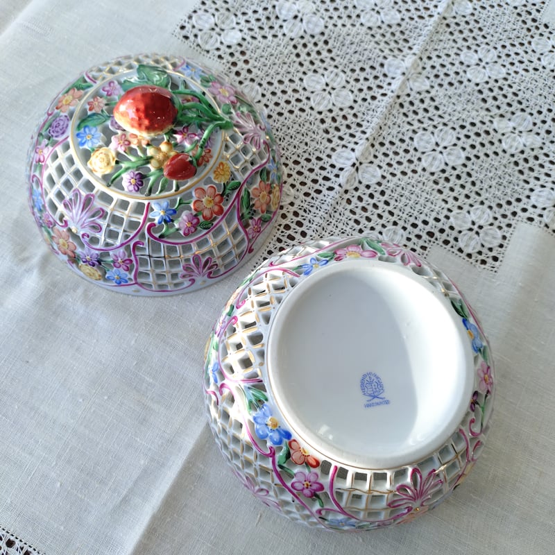 Herendヘレンド🦋🧙ファンタジー👑大きなボンボン入れ口径約15㎝D